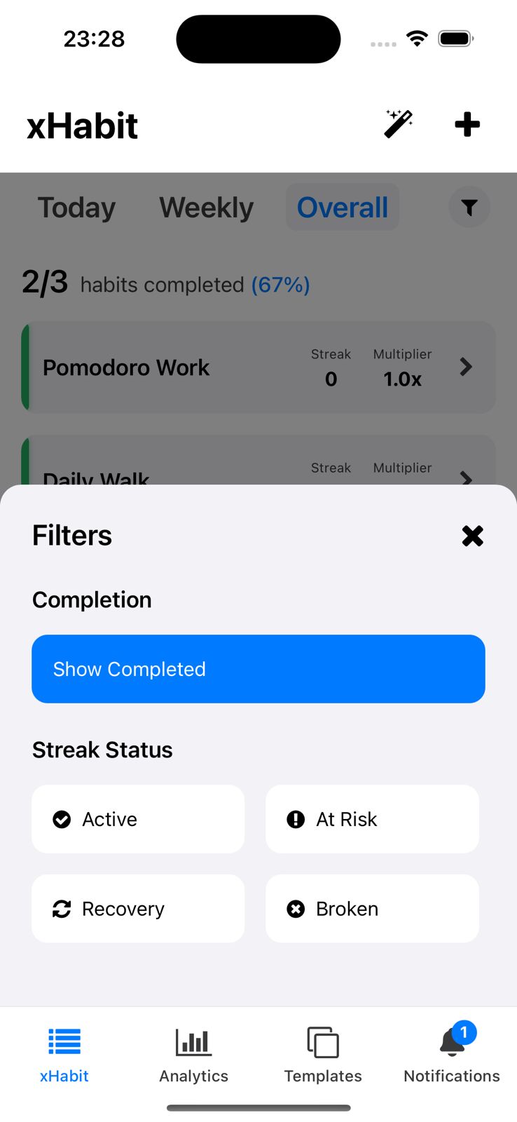 xHabit Interface