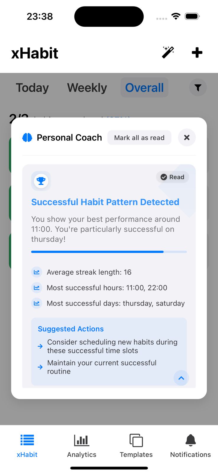 xHabit Home Screen